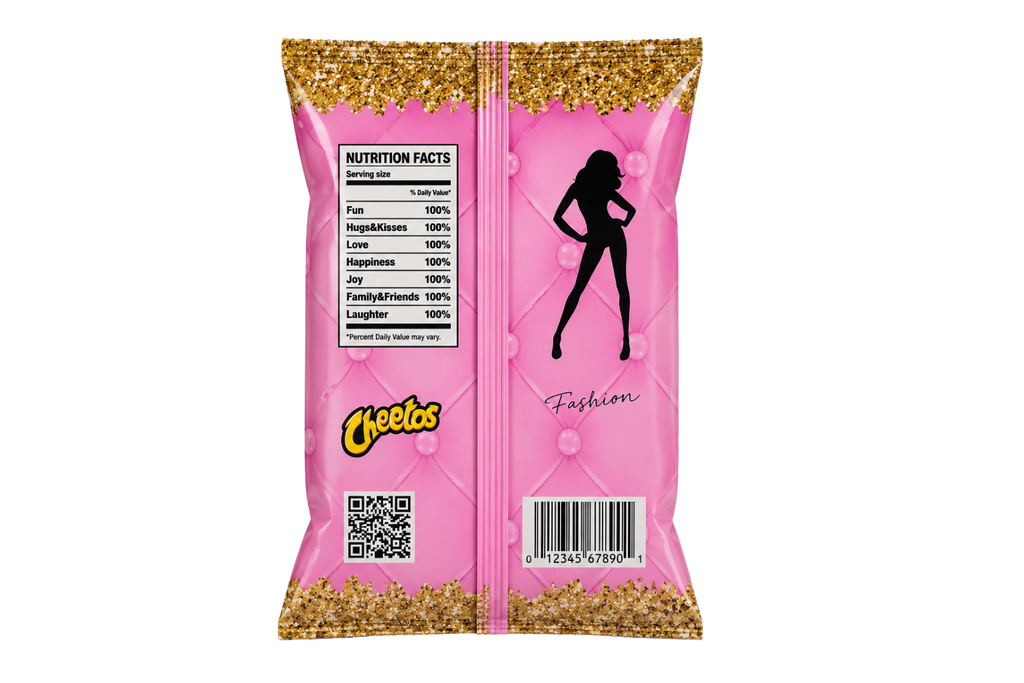 Pink Designer Inspired Chip Bag Template | Luxury Quilted Gold Chain Birthday Favors (Digital Download)