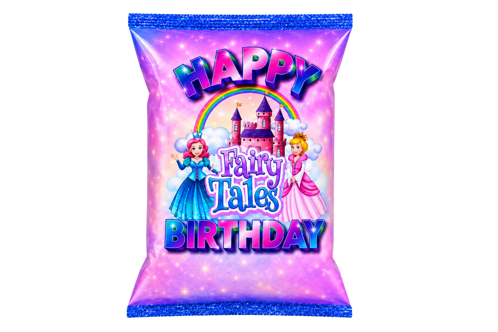 Fairy Tale Princess Chip Bag Template | Magical Castle Birthday Party Favors (Digital Download)