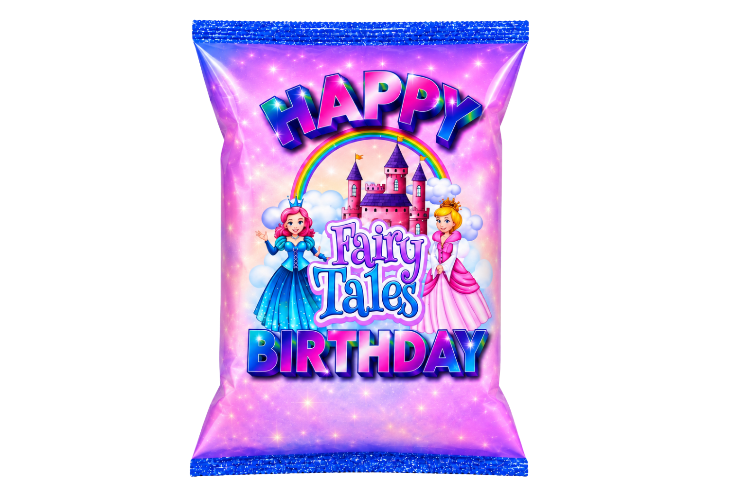 Fairy Tale Princess Chip Bag Template | Magical Castle Birthday Party Favors (Digital Download)
